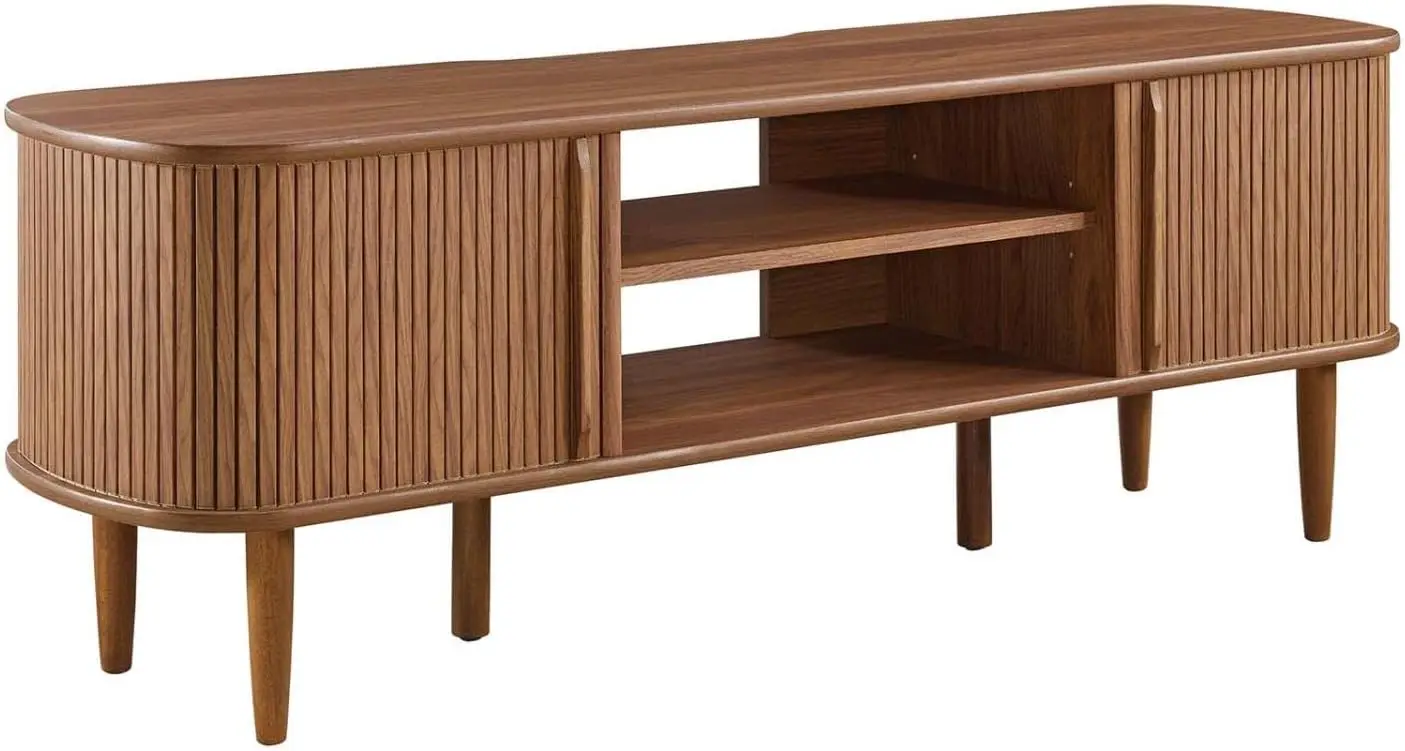 

Contour Mid-Century Modern Media TV Stand in Walnut, 15 x 54.5 x 18.5