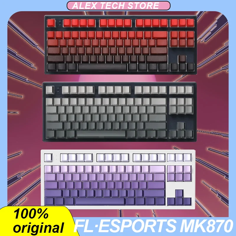 Fl·ESPORTS MK870 Mechanical Keyboard Wireless Bluetooth 3-Mode 87key Hot Swap RGB Low Latency Customized Office Gaming Keyboard