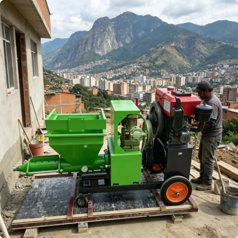 Mortar Spraying Machine Portable Wall Rendering Machine For Apartment Interior Plastering Reconstruction Work