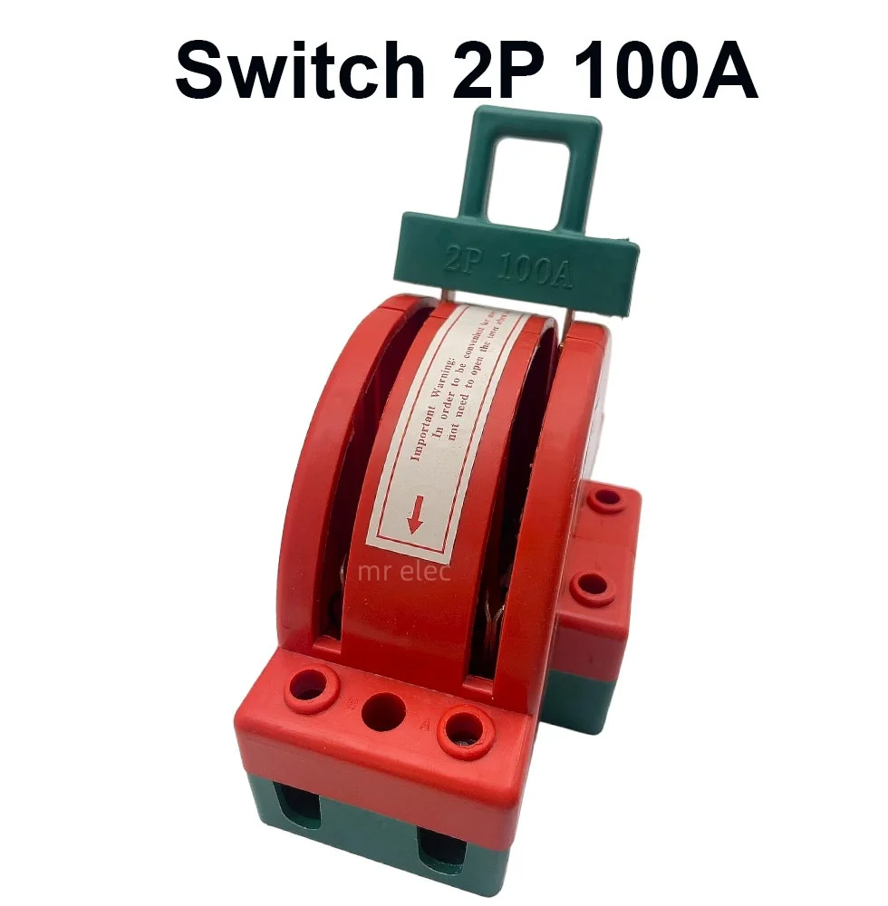 2P 100A Dual throw knife switch for household use, dual phase electricity, with indicator light, transparent cover, knife switch