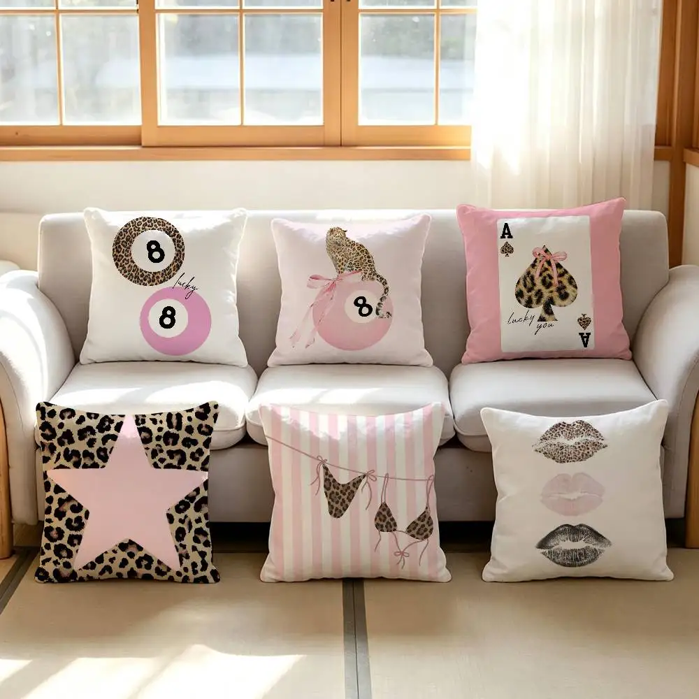 Lucky Leopard Pillow Case Sofa Living Room Bedroom Double-sided Printing Square Cushion Nap Time Pillow Case