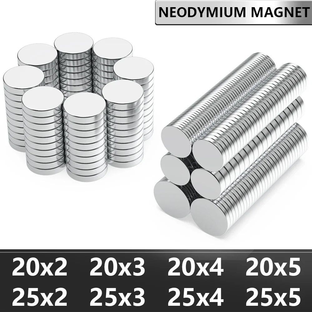 

20x2 20x3 25x2 мм N35 Суперсильный неодимовый магнит Круглый NdfeB Мощные постоянные магнитные магнитные магниты Magnes на холодильник