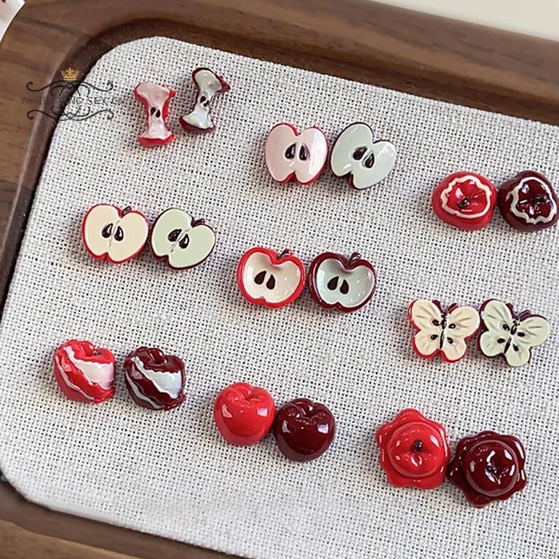 5/30 Stück DIY Nägel Teil Kreative Niedliche Simulierte Frucht Rotes Harz Nail Art Charms Gemaltes Obst Mehrere Form Nail Art Dekorationen