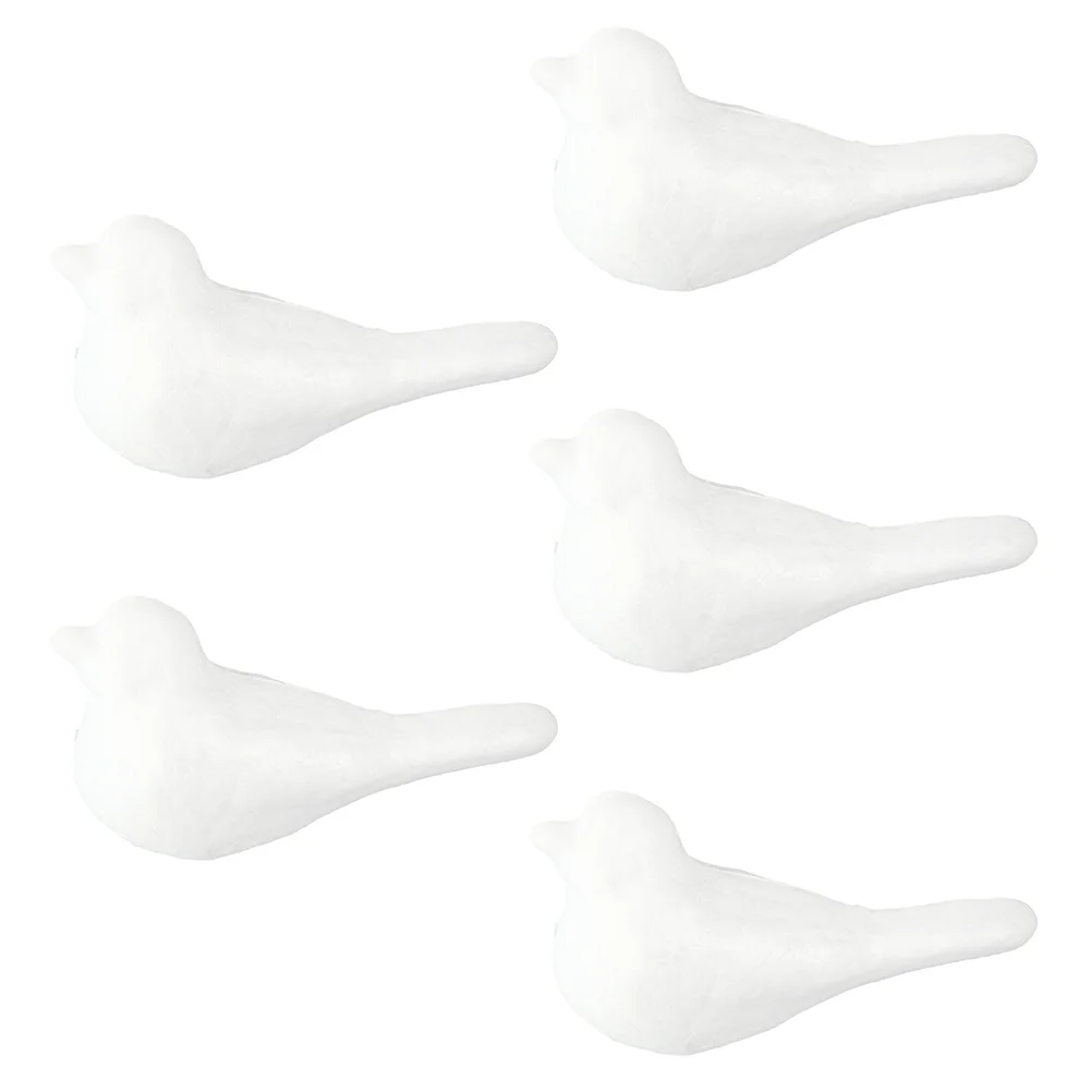 5 Pcs White Body Bird Birdie DIY Painting Modeling Decor Foam Birds Giant Prop Child Shape Mold