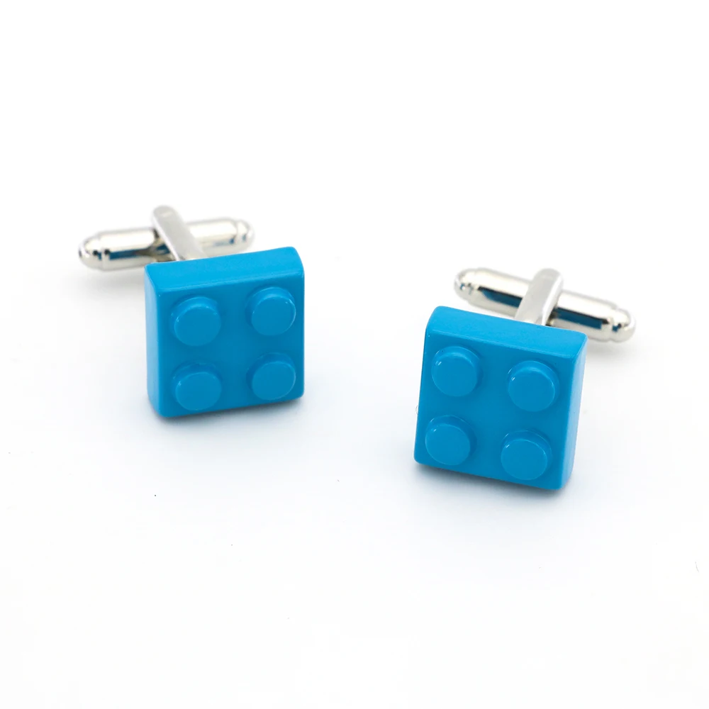 Blocks Cufflinks For Men Classic Toy Design Quality Brass Material Sky Blue Color Cuff Links Wholesale&retail