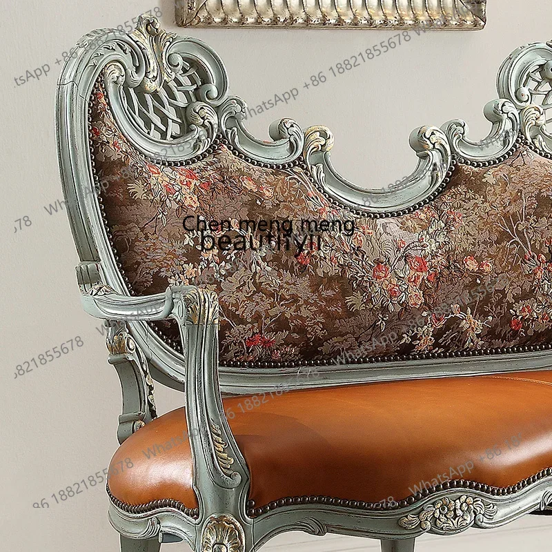 

ss7304 Французский двойной стул, импортный одноместный диван из массива дерева, антикварный стул