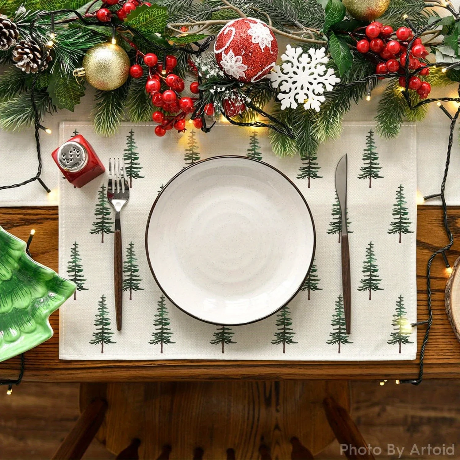 VIKAMA 4/6/8/10PCS Weihnachten Tischsets Weihnachtsbaum Frohe Weihnachten Tischsets Küche Untersetzer Kaffee Untersetzer Home Decor