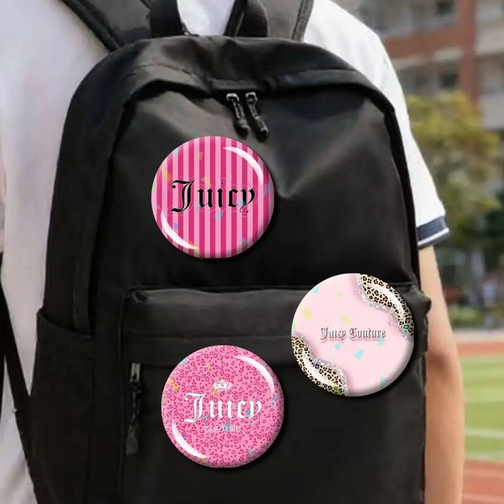 Y2K-Fashion J-Juicy C-Couture-e Round Badge Pins Creative Pins Bag Decor Accessories Fan Collection Gifts for Friends
