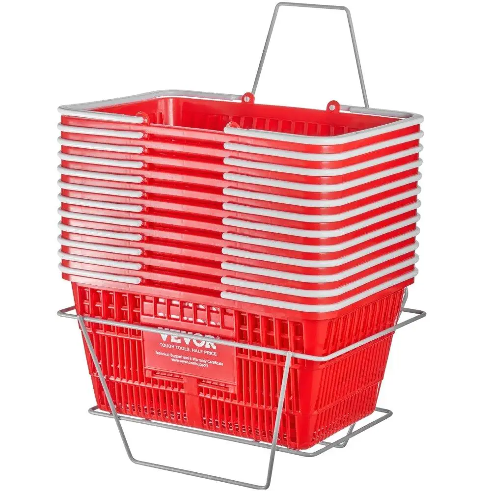

Portable Foldable Grocery Basket 21L Handle Stand Red 12PCS
