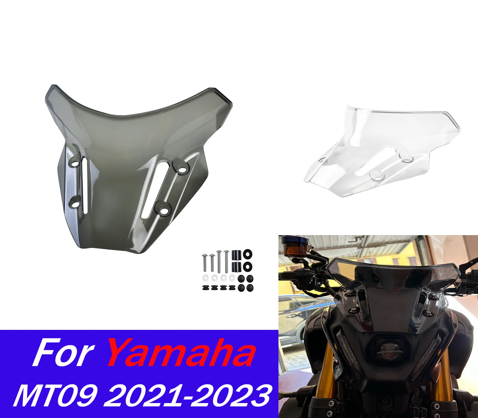 

Для Yamaha MT-09 передний ветрозащитный экран, воздушный дефлектор для 2021-2023 MT 09, переднее лобовое стекло, аксессуары для лобового стекла мотоцикла