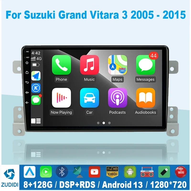 Android 13 Car Radio for Suzuki Grand Vitara 3 2005 2012 2013 2014 2015 Multimedia Player Navigation GPS 2 Din Stereo DVD