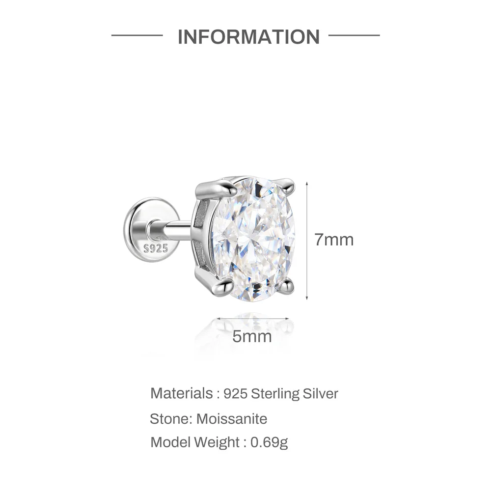 AIDE 925 Sterling Silber Klassischer Moissanit-Ohrstecker mit flacher Rückseite für Damen, 1 Karat, geometrische Form, Hochzeitsschmuck – Detail 33