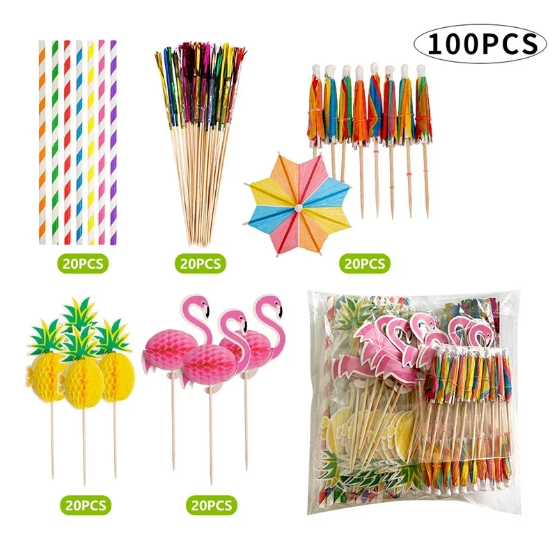 Cocktail Umbrellas Stick 70/100/140pcs Decorative Coffee Stirrers Drink Fruit Peacock Picks Umbrella Cupcake Dessert Buffet