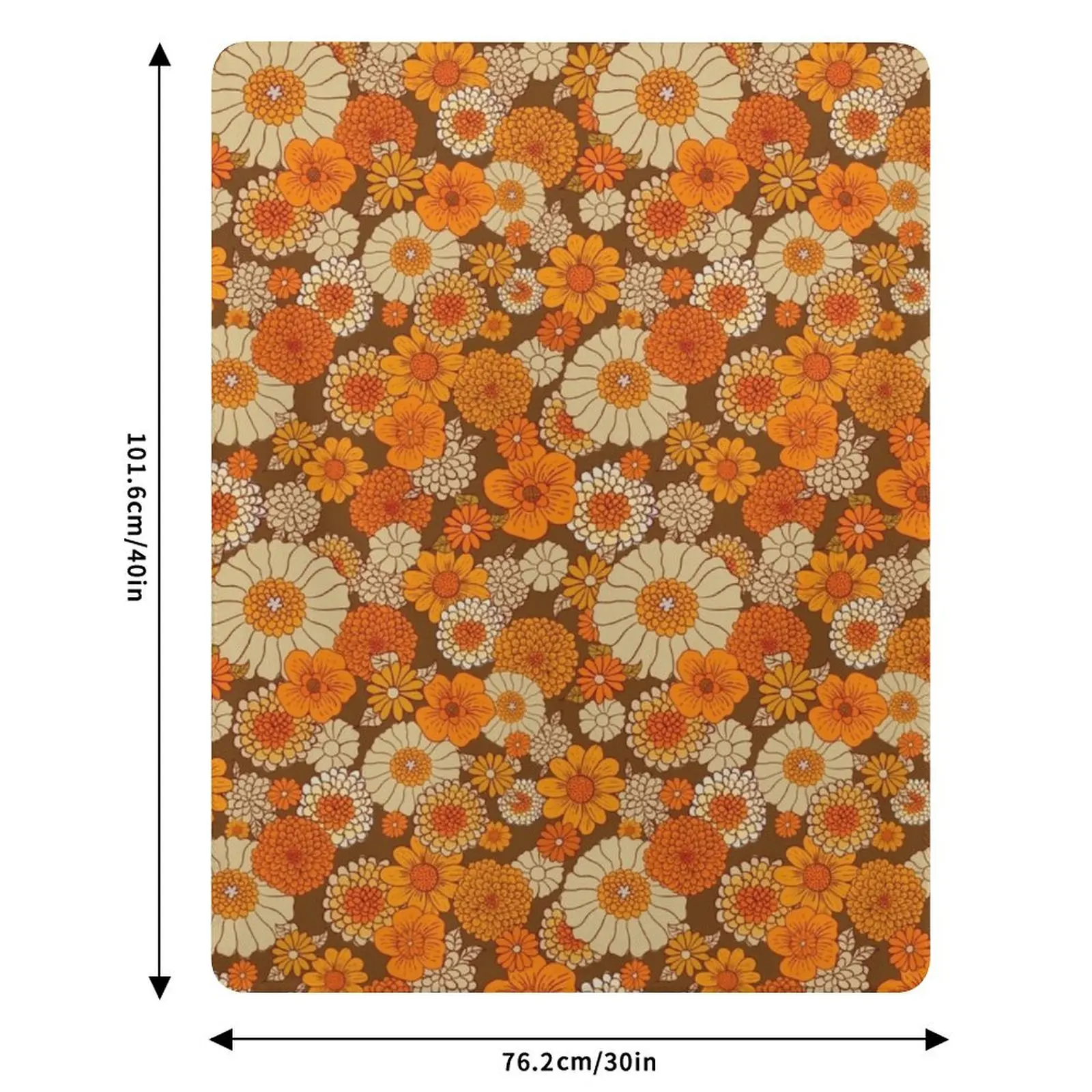 70s retro daisies, vintage flower power, orange and brown, boho, Throw Blanket Men's Soft Warm Throw Blanket for Couch - view 6