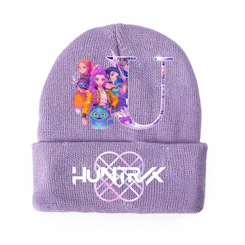 Hot K Pop Demon Hunters Girls Knitted Hats Cartoon Letters Children Headgear Cotton Winter Cute Woolen Cap Anime Peripheral Gift - Image 5