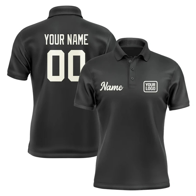 Personalized DIY Black Polo Shirts Customized Name Team Name Logo Number Team Uniforms Loose Darts Bowling Billiards Golf Tops