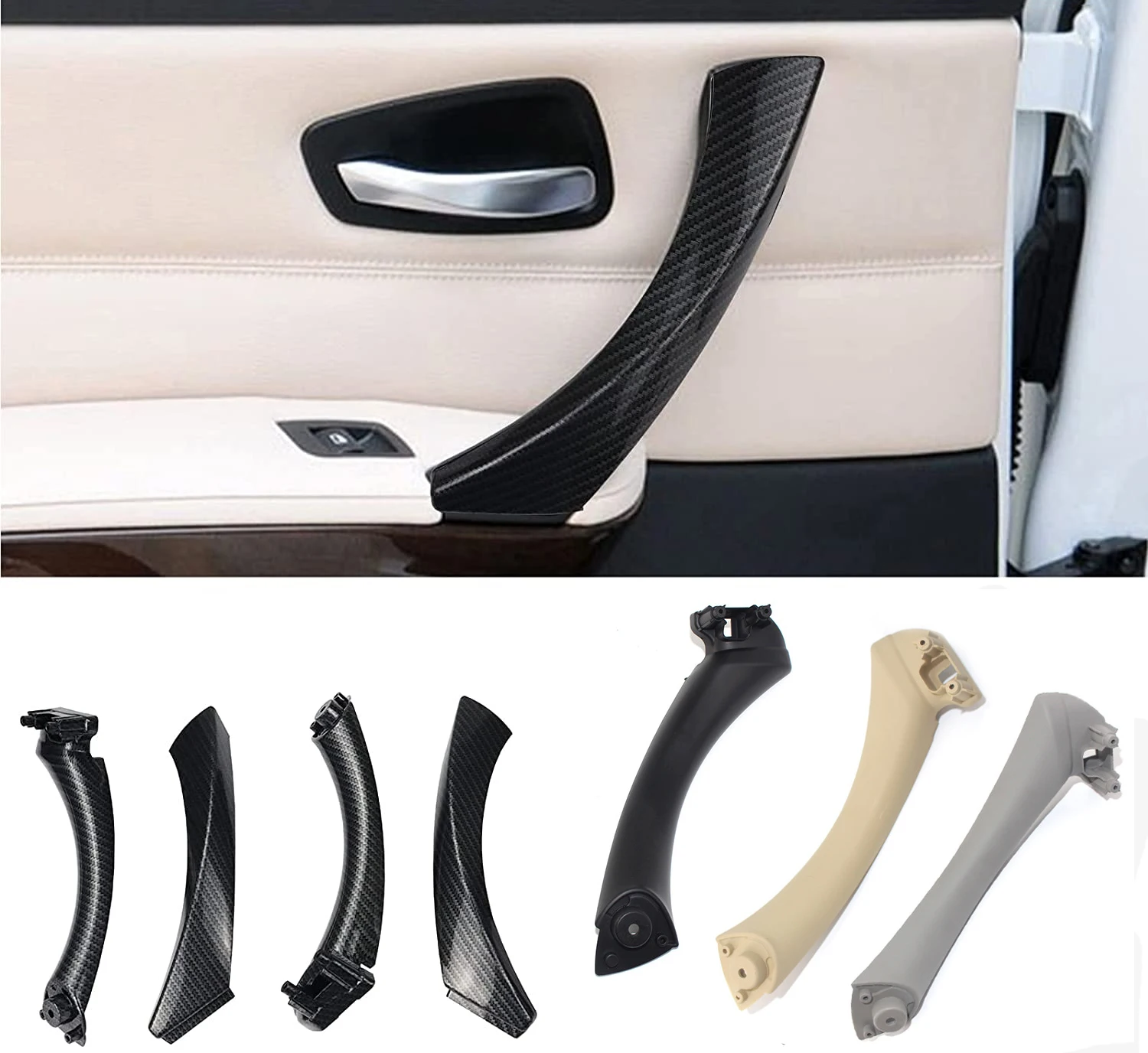 

Car Inner Handle Interior Door Panel Pull Trim Cover Black Left Right for BMW 3 Series E90 E91 316 318 320 325 328