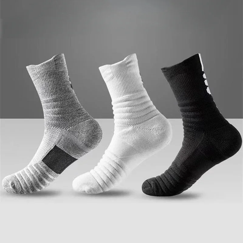 Super Elite Mens Sport Socks Anti-Slip Cotton Sock Riding Cycling Basketball Running Tennis Breathable Deodorou Moisture Sock