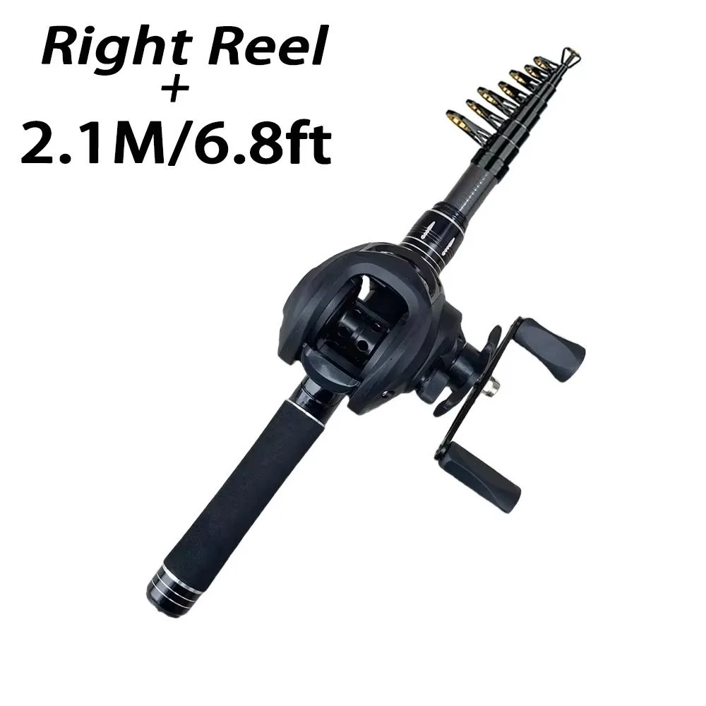 Ultralight Telescopic Fishing Rod 1.5-2.4M Mini Travel Fishing Pole Carbon Long Casting Baitcasting Reel Combo Carp Fishing