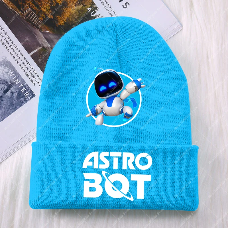 Astro Bot Boy Girl Cartoon Cute Knitted Hat Children Winter Warm Hats Casual Accessories Kids Anime Fashion Knit Cap Xmas Gifts