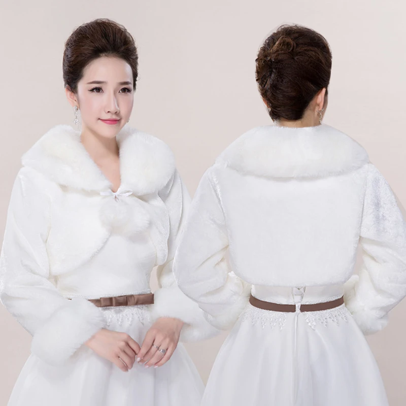 

Women Elegant Faux Fur Stole White Wraps Shawls Bridal Wedding Ivory Faux Fur Shawl Shrug Collar Grace Dress Decor Coat Cape