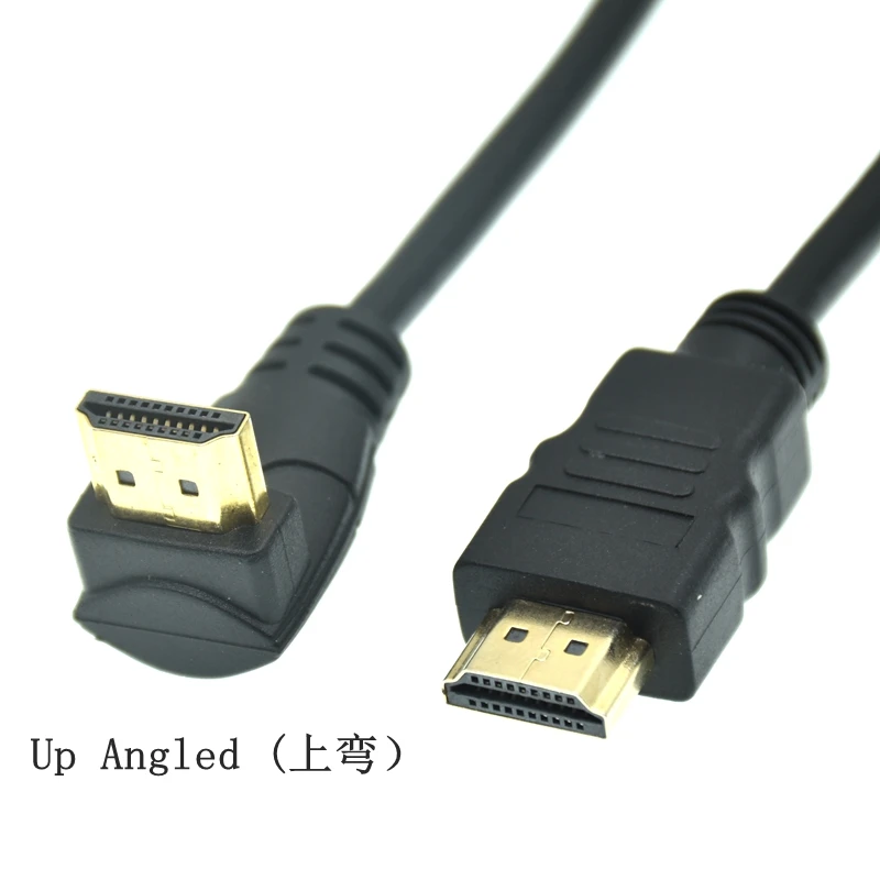 Krótki lewego prawego 90 stopni aż kąt nachylenia kabla kompatybilnego z HDMI podwójna linia HDTV z męskiego na męskie M/M przewód kabel HDTV 0.5m