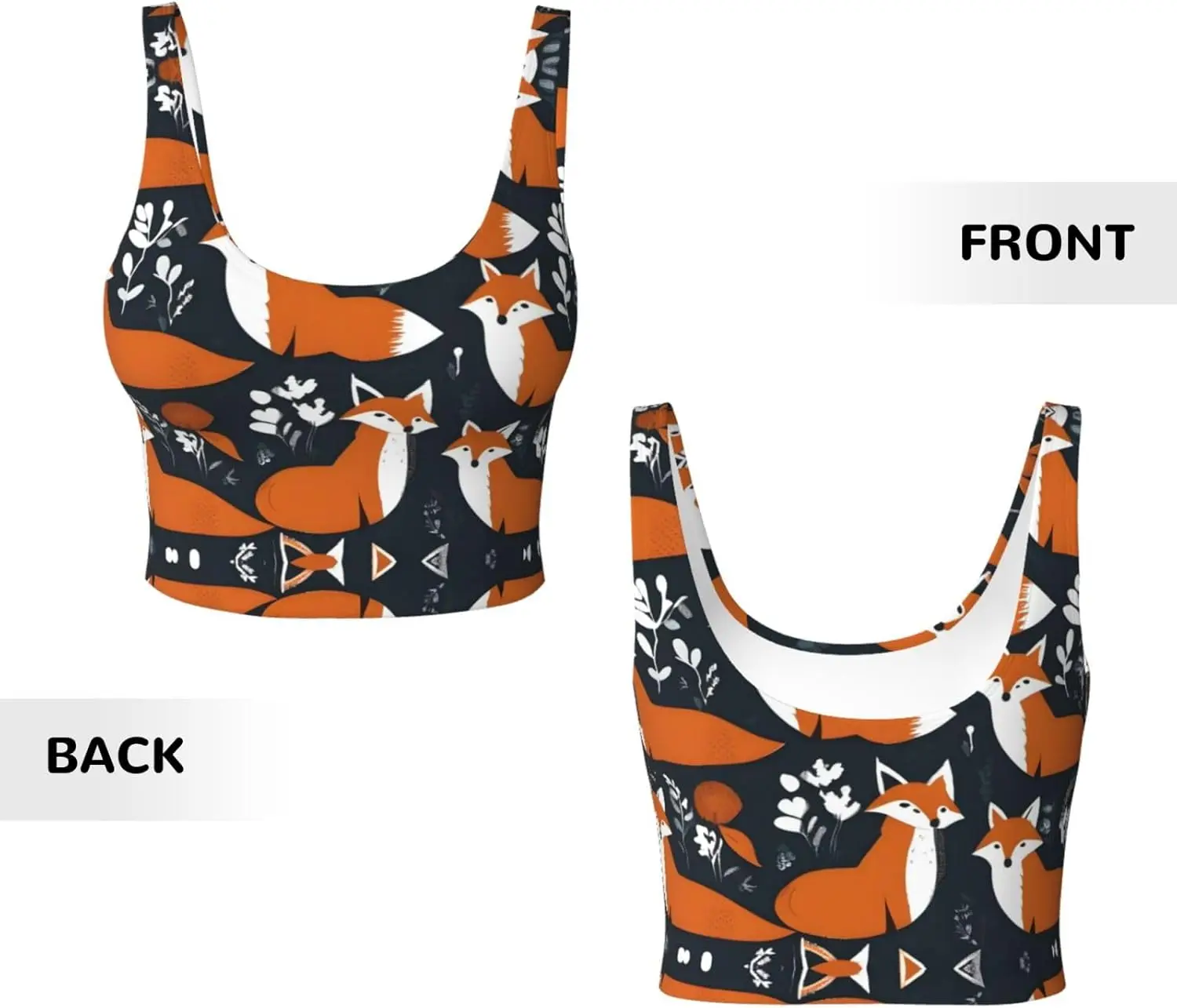 Gilet de sport pour femmes, imprimé motif Animal Fox, pour Yoga, entraînement, Fitness, décontracté, sans manches, pour filles athlétiques, noir, moyen