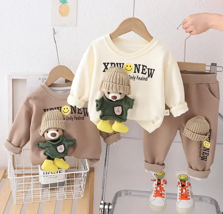 Toddler Boutique Outfits 2024 Spring Autumn Clothes for Baby Kids Sets Cartoon Print O-neck Sweatshirt And Pants Boys Tracksuits