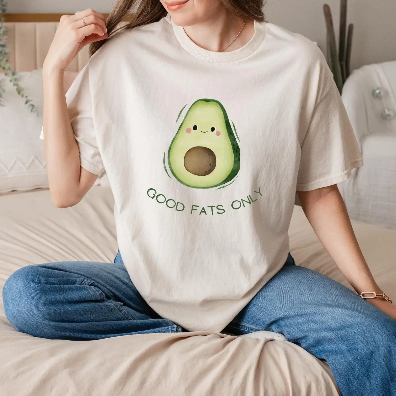 Avocado Lover T Shirt Healthy Food Cotton Top Cute Vegan  vintage Washed Versatile designer clothes Stretched Comfortable