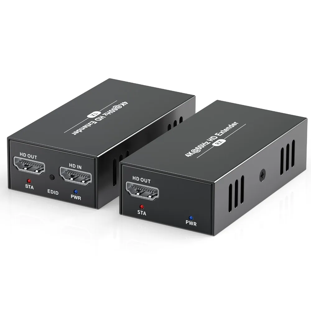 HDMI Extender RJ45 Ports Network 4K@60HZ Extend Audio Video Uncompressed Transmit Up To 60m Use Cat5 Cat6 Cable Support IR