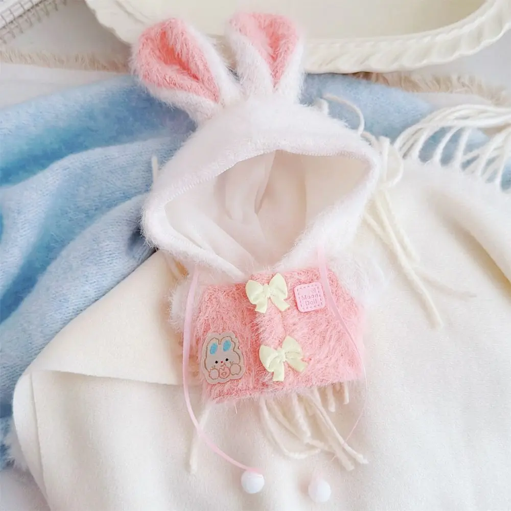 ملابس دمى على شكل أرنب كرتوني 10 سم، معطف أرنب وردي وأزرق، فستان قابل للتغيير، لعبة منزل الدمى، معطف للدمى القطنية