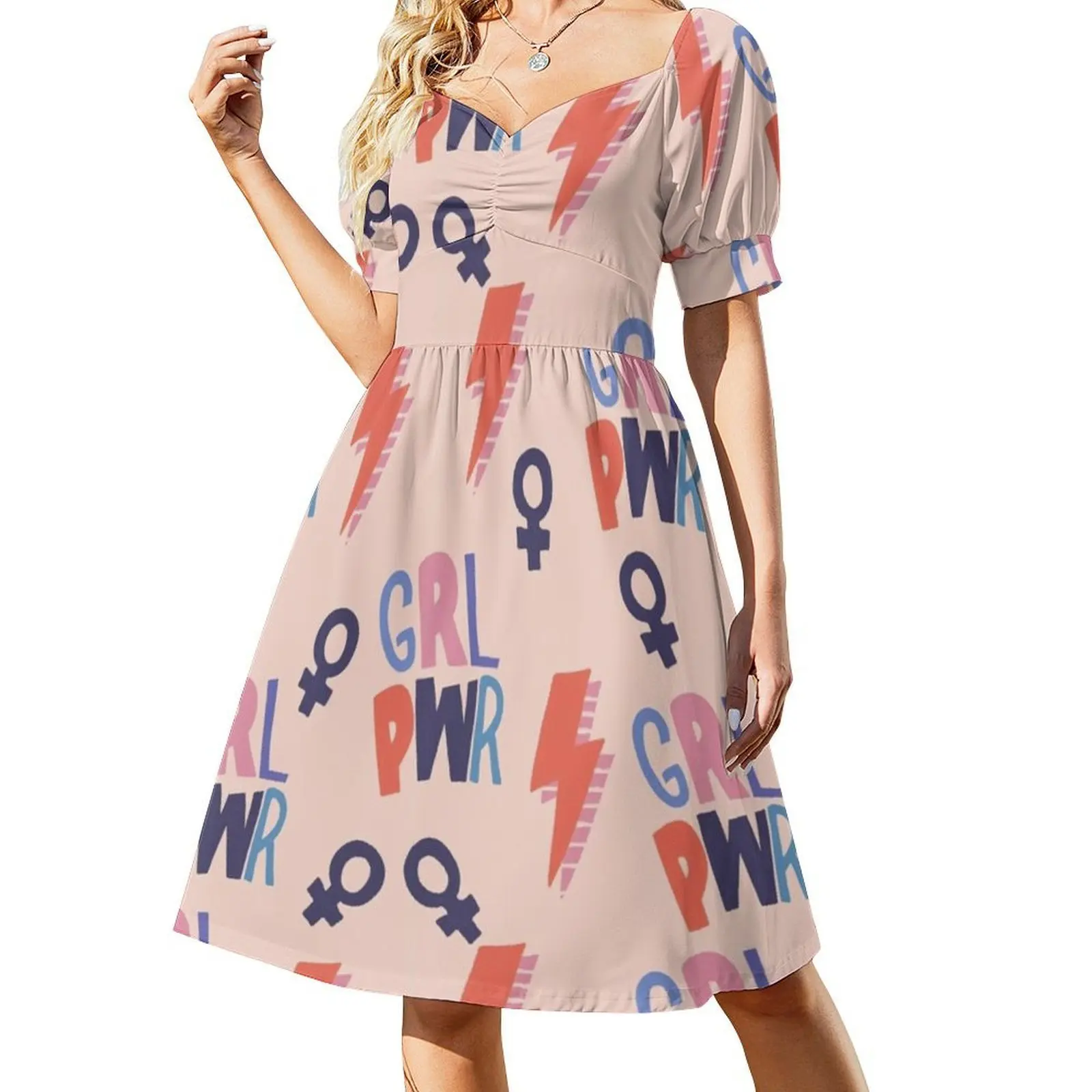 فستان Grl Pwr Girl Power على الطراز الكوري للنساء فستان كاجوال أنيق للحفلات أو الارتداء اليومي Grl Pwr Girl Power Feminist Girl #2