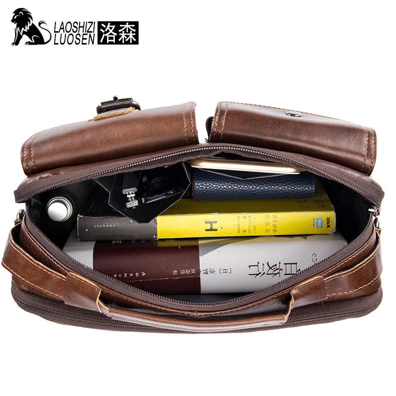2026 الرجال جلد طبيعي خمر حقيبة ساع رجال الأعمال الكتف حقيبة كروسبودي جلد البقر الذكور حقائب السفر