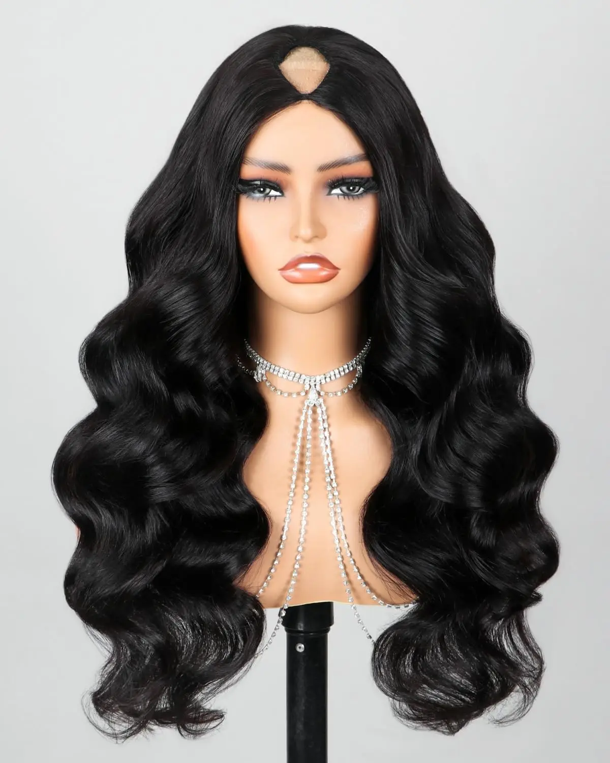 220% Плотность Объемная волна V Часть Парики Человеческие волосы Для женщин Полный зажим на половину парика Без несмывания Объемная волна Парик для чернокожих женщин