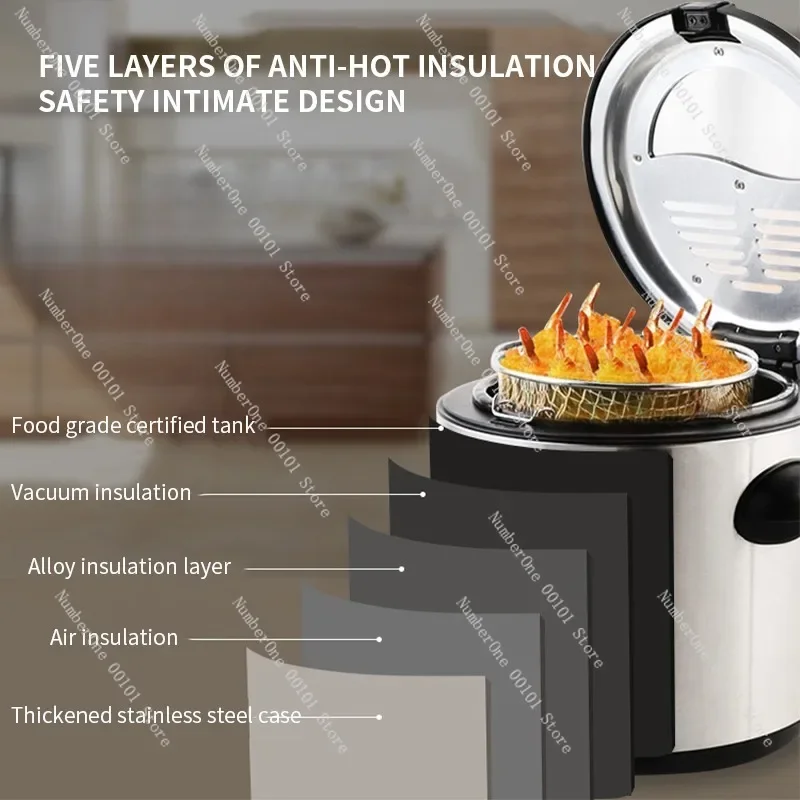 Electric fryer Mini fryer Household small round French fries machine fried chicken wings fryer constant temperature frying stove