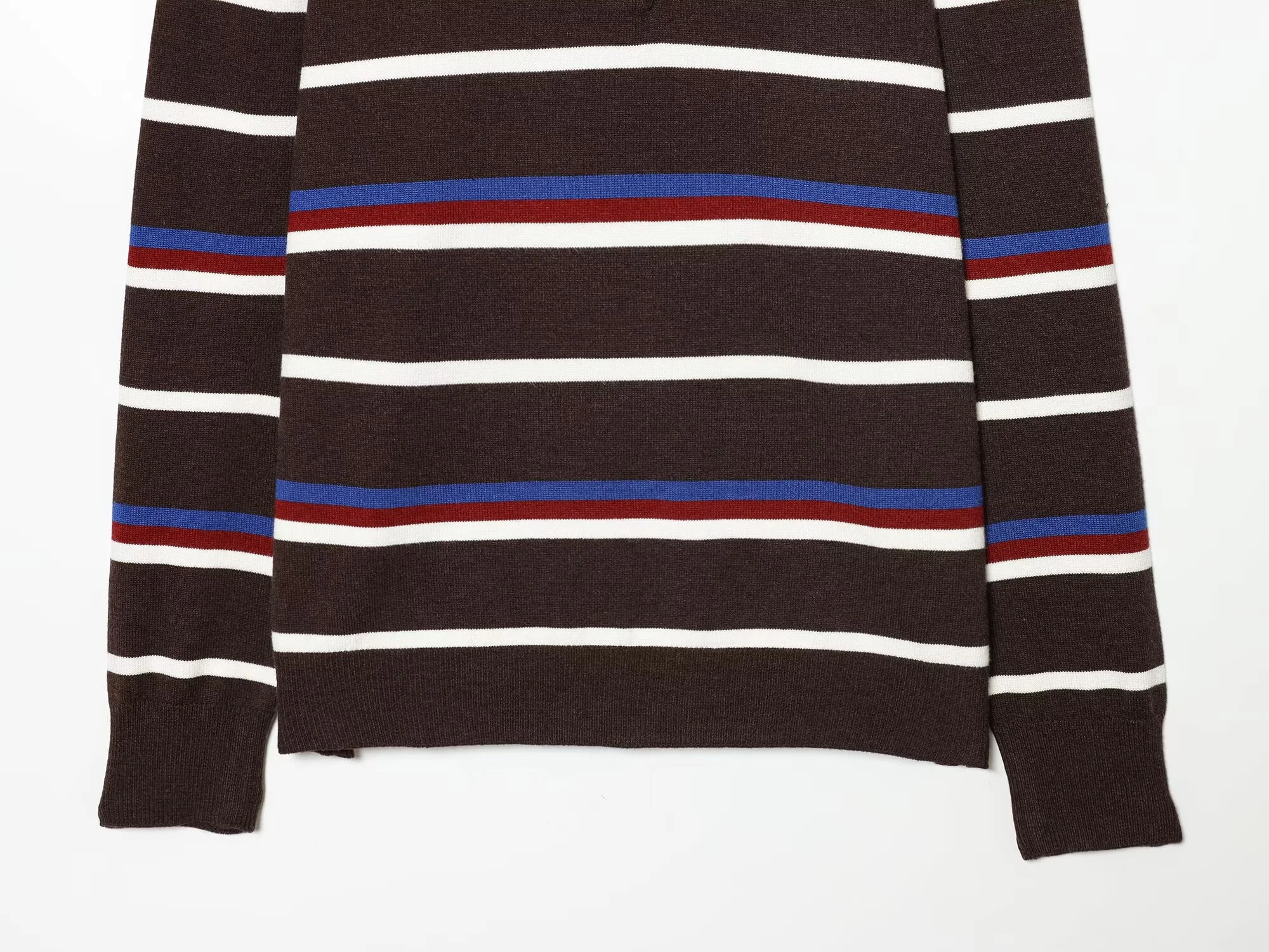 2025 Winter New Women's Casual Fashion Simple College Style Lapel Long Sleeve Striped Polo Collar Knit Sweater