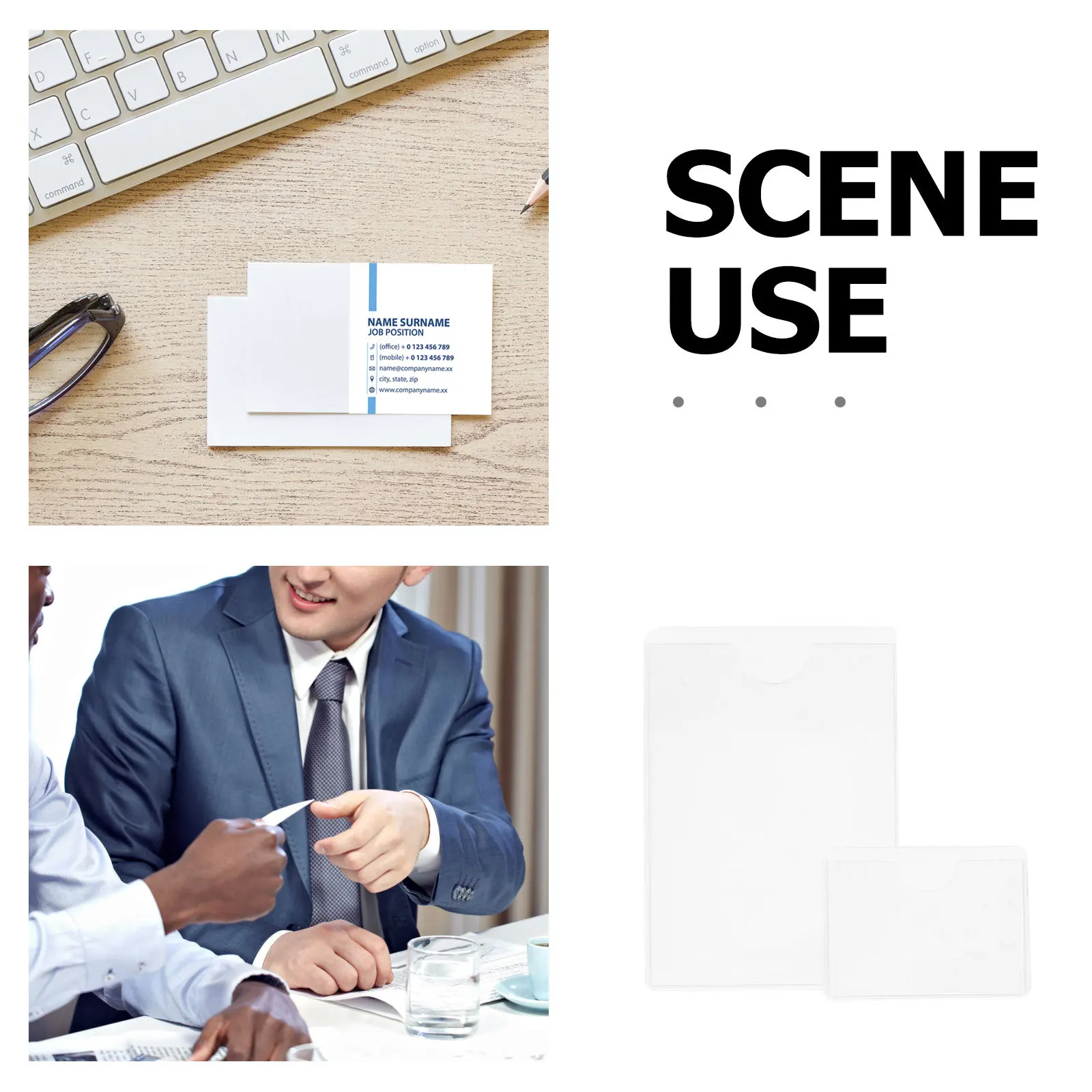 50 قطعة جيوب ذاتية اللصق حاملي البطاقات البلاستيكية الشفافة لصناديق التخزين بطاقات الفهرس لوازم تنظيم المدرسة المكتبية