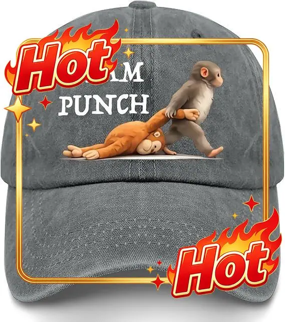 Custom Hat Team Punch Monkey Baseball Cap, Funny Vintage Washed Cotton Adjustable Dad Hat For Men Women