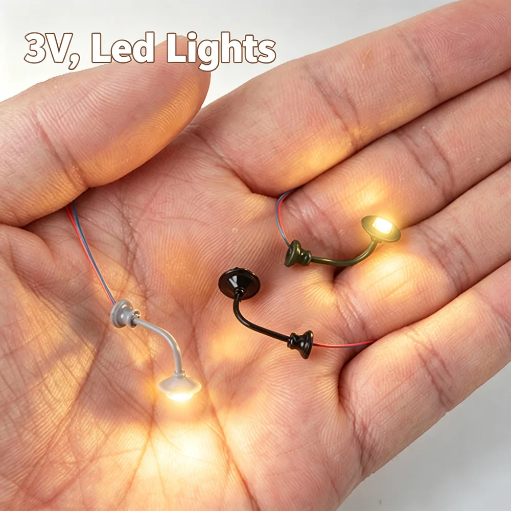 `3Pcs HO Scale 1:87 Mini 3V LED Model Wall Lights DIY Building Sand Table Dollhouse Lighting Kits Diorama Scene Layout Accessory