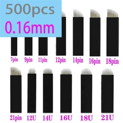 500pcs Microblading Needles Tebori Blades Tattoo Needles For Permanente Makeup Flex 12 14 16 18 U Shape Manual Eyebrow Blades