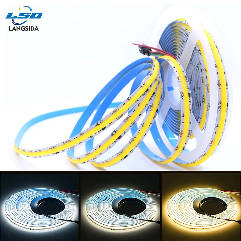 FOB COB Led Lights RA90 3000K 4000K 6000K FCOB SPI DIM IC 360 LEDs 10mm 24V 60W Light Strip Addressable High Density Flexible