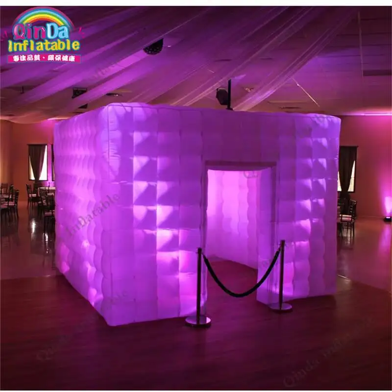 Photo Booth Wedding Inflatable Photo Booth Tent ,Camping Cube Tent With Colorful LED Tube Lights Inside From Photo Booth
