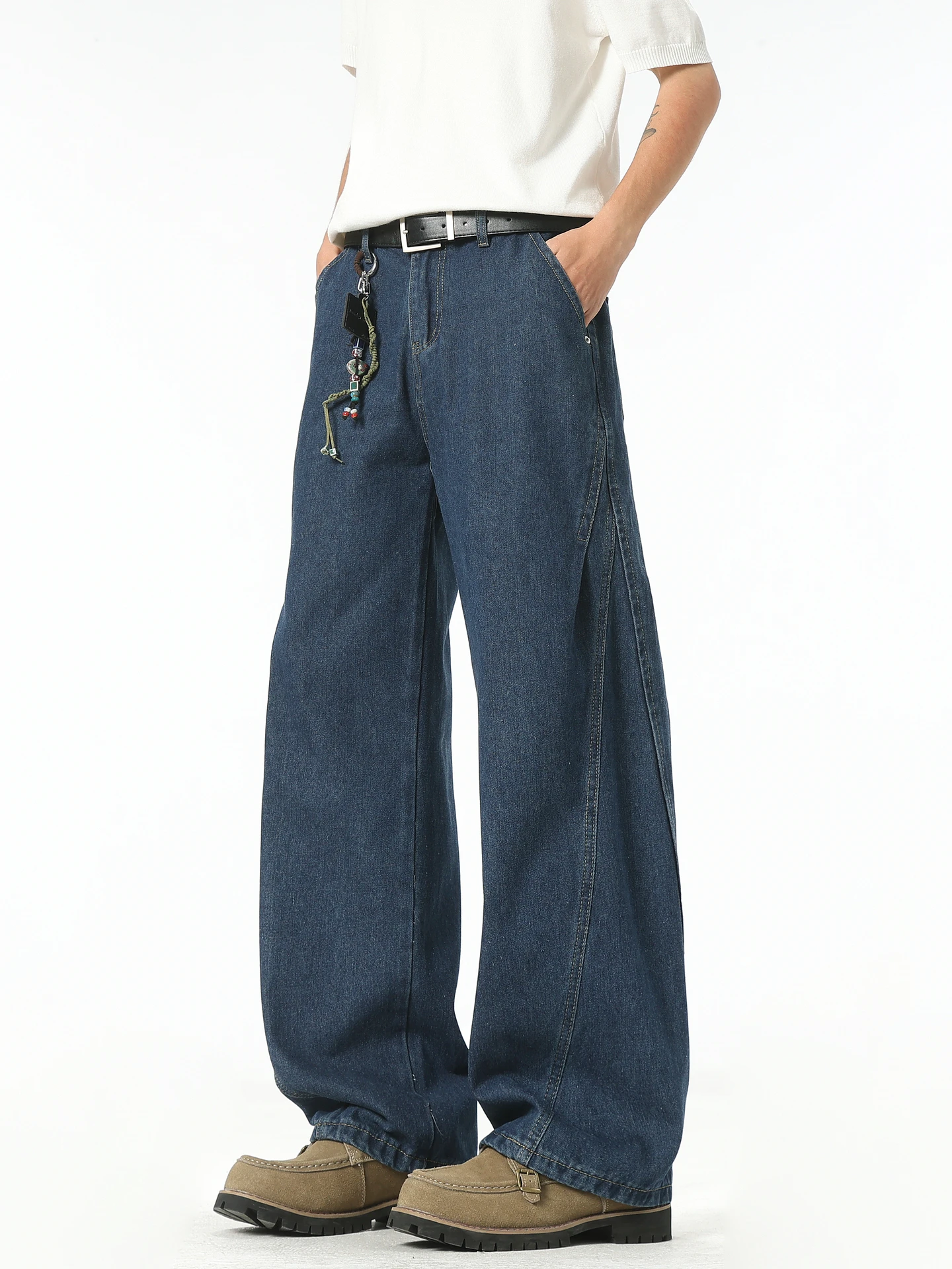 

American Streetwear Sle Men's Loose Fit Straight Leg Jeans Deconstructed Patchwork Casual Wear Spring Season Youth Faion