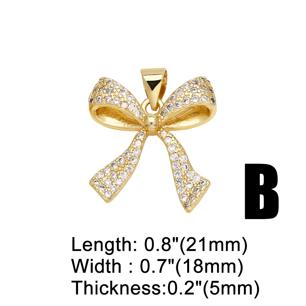 OCESRIO White Crystal Butterfly Knot Pendant for Necklaces Copper Gold Plated Jewelry Making Supplies Wholesale Bulk pdtb562