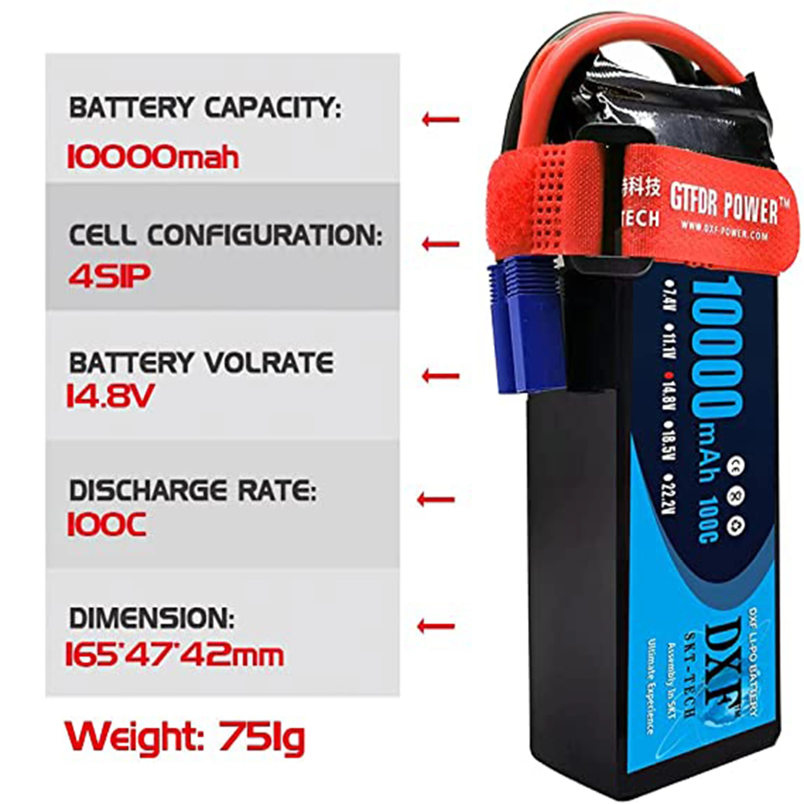 DXF battery 2S 3S 4S 6S Lipo 7.4V 11.1V 14.8V 15.2V 22.2V 10000mah 8400mah 6500mah 8000mah 7000mah 6200mah 100C 120C for RC Car