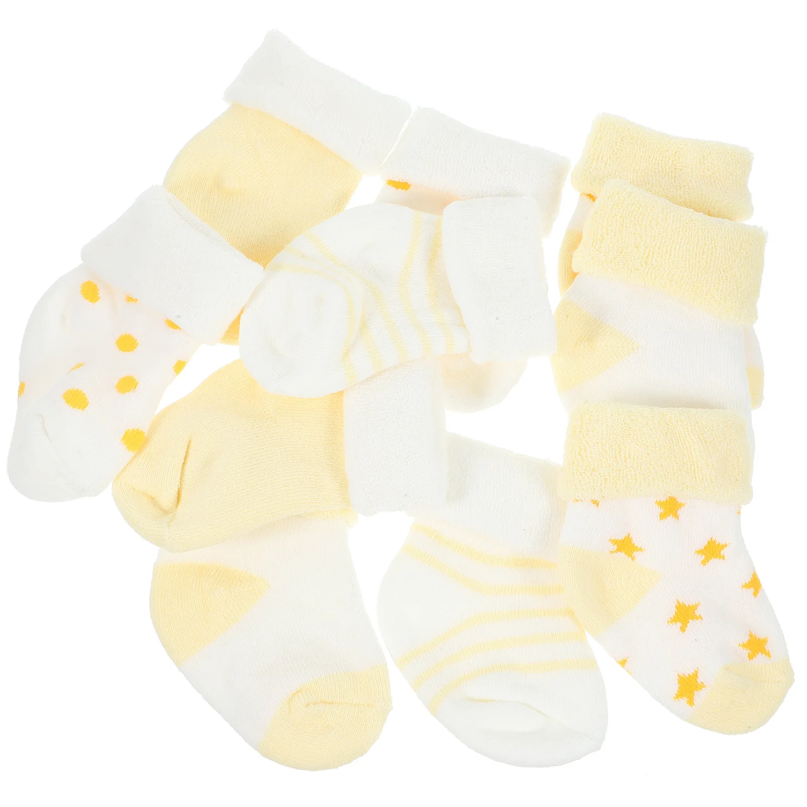 5 أزواج من الجوارب القطنية للرضع جوارب شتوية دافئة للأطفال حديثي الولادة غير قابلة للانزلاق عالية القطع للطقس البارد ملابس يومية