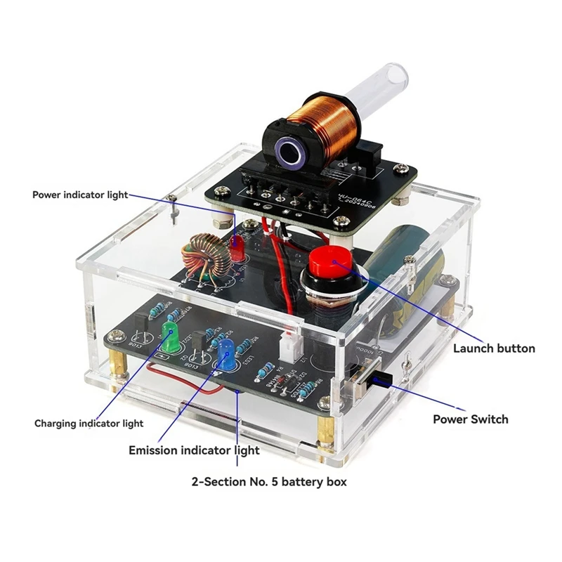 Nadajnik elektromagnetyczny DC 3V DIY zestaw elektroniczny, armata elektromagnetyczna wysokiego napięcia, moduł mini konwertera napięcia