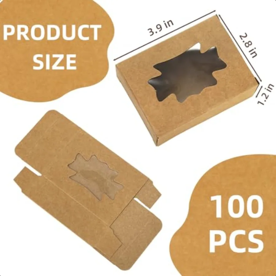 100er-Pack Seifenkisten aus Kraftpapier, Kraft-Leckerli-Boxen mit Fenster, Rec-Seifenverpackungen, Verpackung, Seifenherstellung, Kleiderbügel für Bäckerei, Süßigkeiten, Ch
