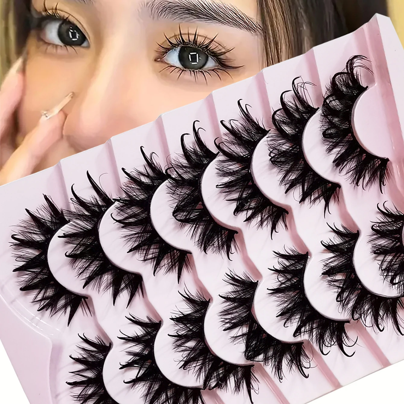 7 paia di ciglia finte alla moda, dense, naturalmente arricciate e idratanti, ciglia umidificate, in fiore come i girasoli