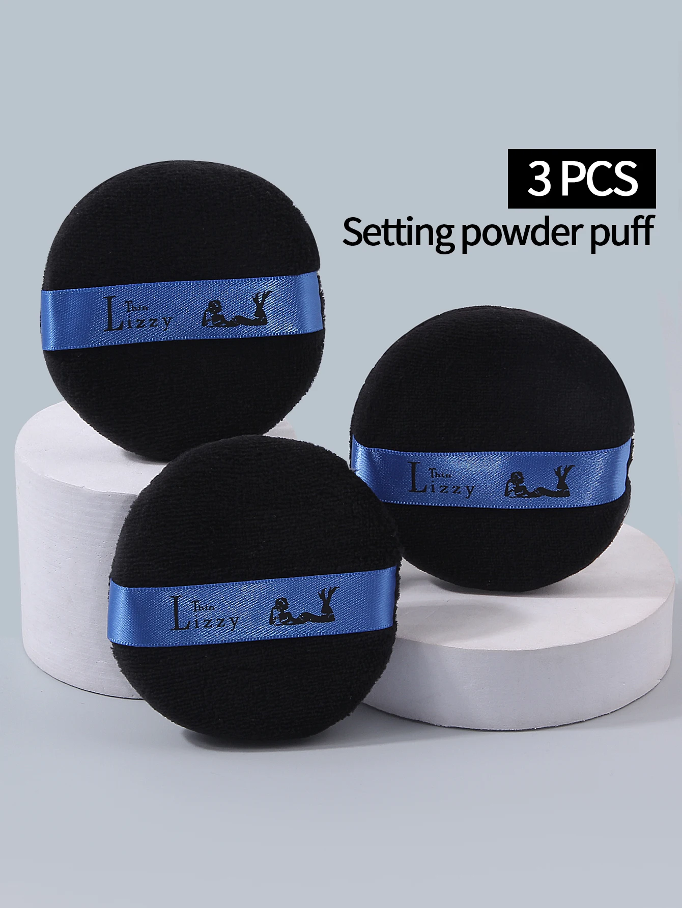 3PCS extra-large thickened sponge powder puff set, soft and fluffy round powder compact, suitable for loose powder/foundation